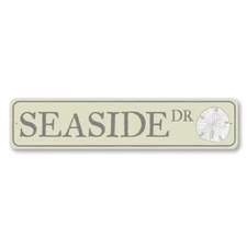 Seaside Dr Sign, Custom Sand Dollar Beach Sign, Metal Beach Street Sign