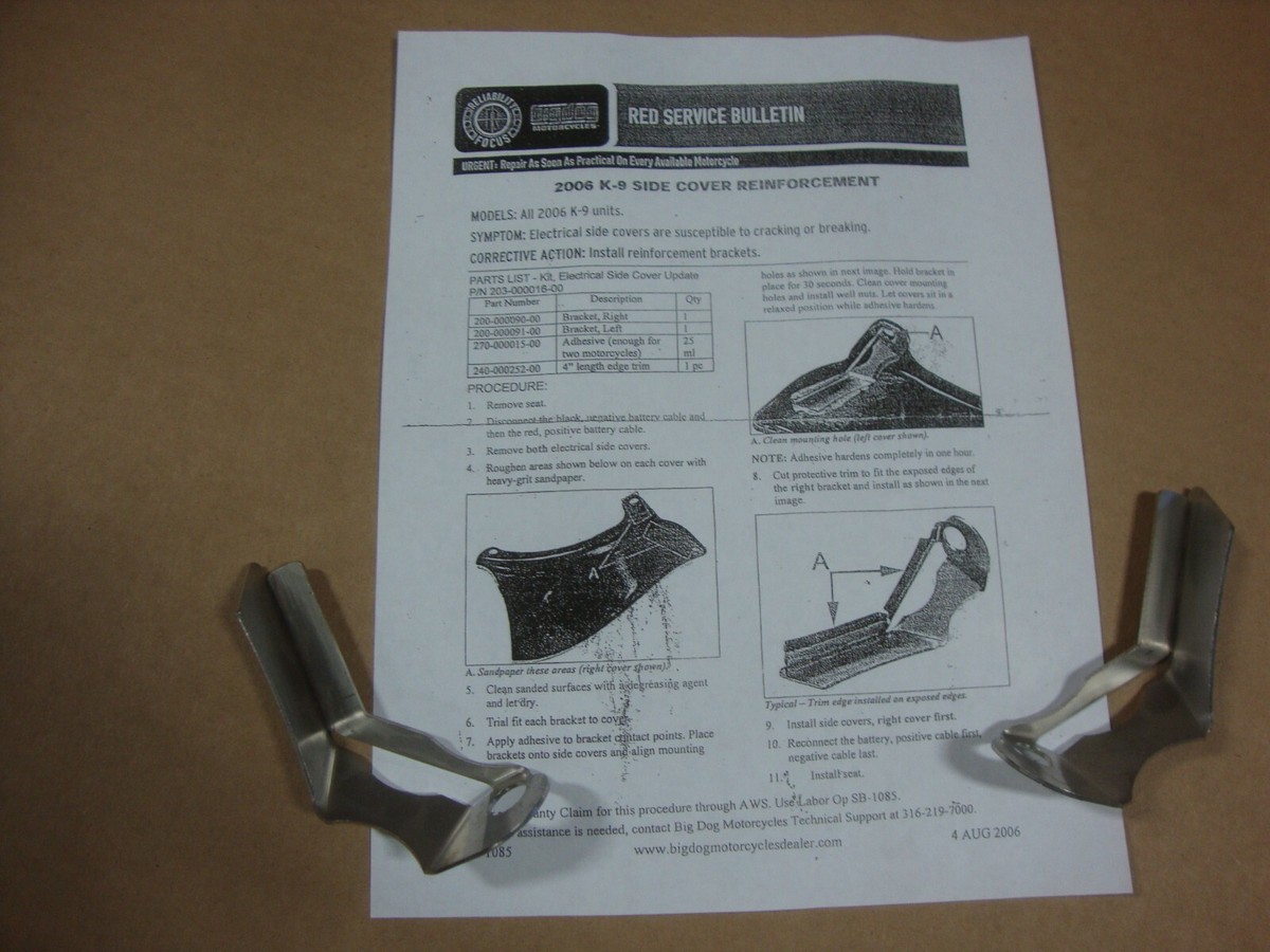 BIG DOG MOTORCYCLES 2006-11 K-9 SIDE COVER REINFORCEMENT BRACKETS