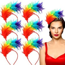 6 Pcs Mardi Gras Fascinator Feather Headband 1920 Feather Headband Hat Parrot...