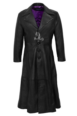 Herren Schwarz Ledermantel Dracula Vampir Oberteile Echtleder Full Length Coat 2005
