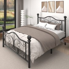 Metal Twin/Full/Queen Bed Frame Butterfly Pattern Design Headboard Footboard