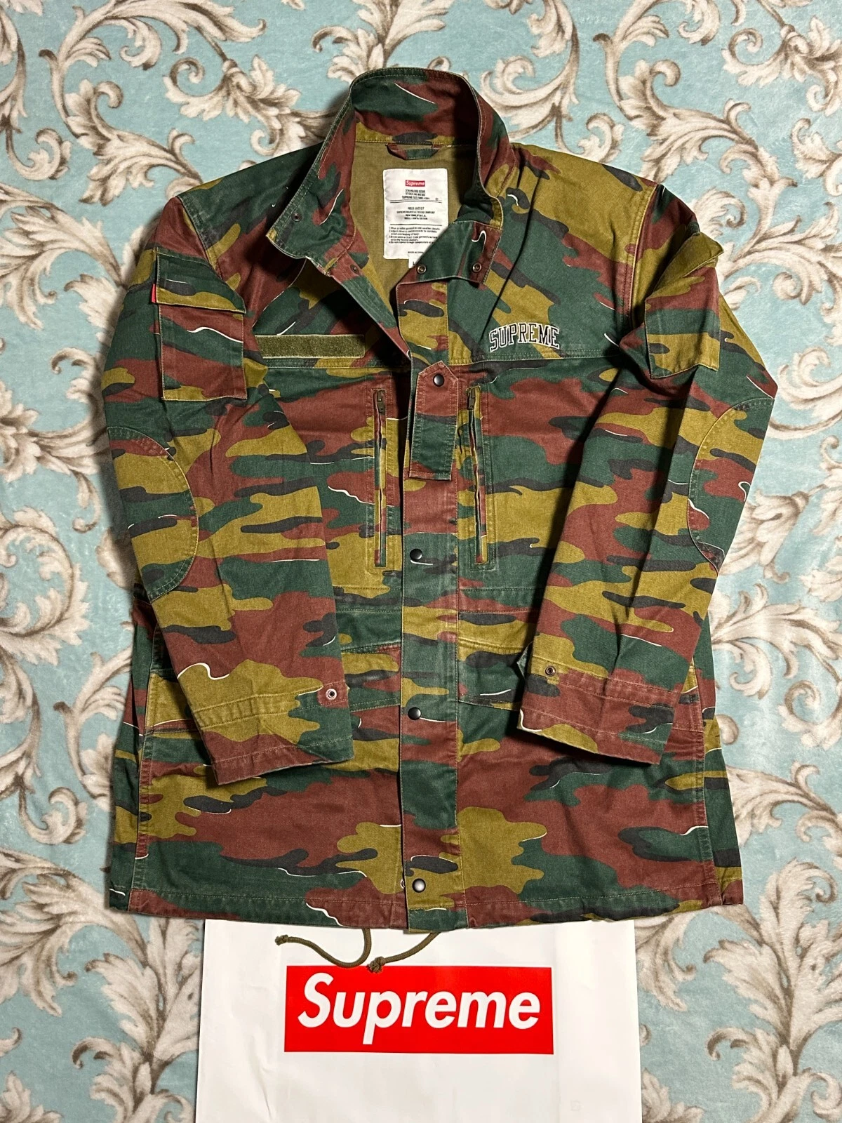 VESTE D'INFANTERIE SUPRÊME (GRANDE) (CAMOUFLAGE PUZZLE) SS21 VESTE EN FAUSSE FOURRURE MANTEAU UNIVERSITAIRE
