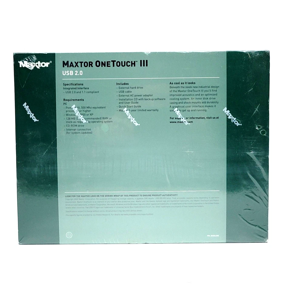 MAXTOR 300 GB USB 2.0 OneTouch III Series 16 MB Cache Hard Drive (T01H300) - Image 2 of 4