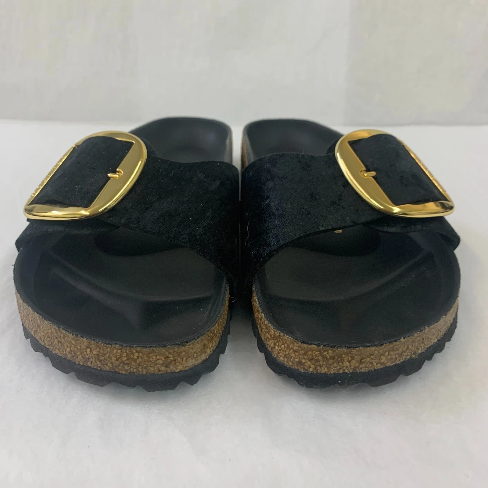 Birkenstock New w/o Box Madrid Big Buckle Rivet Logo Black Velvet Exquisite Narr