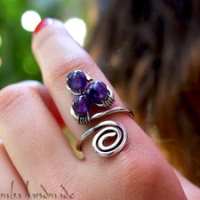Amethyst Crystals Ring - Any Size - Handmade Jewelry