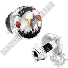 2 Polished Billet Knurled Fastener License Plate Frame Lic Tag Bolts - USA EAGLE