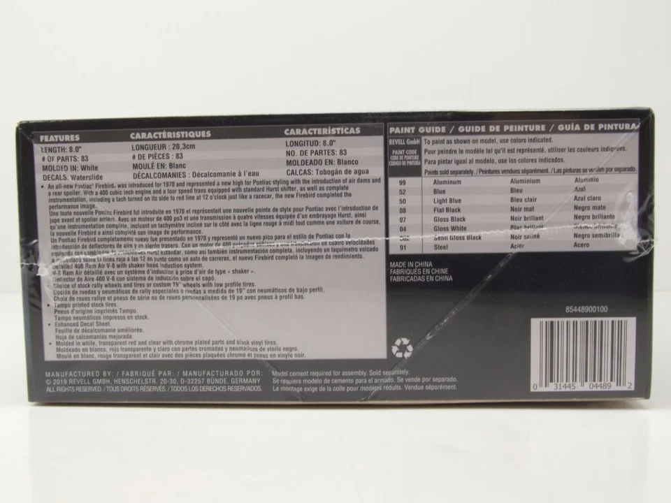 Pontiac Firebird 1970 Modellino Auto Kit Costruzione Plastica 1:25 Revell - Immagine 4 di 4