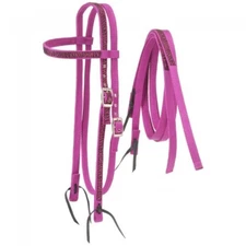 Tough 1 Nylon Pink Zebra Bridle Set Overlay and Matching Reins equine 42-9975