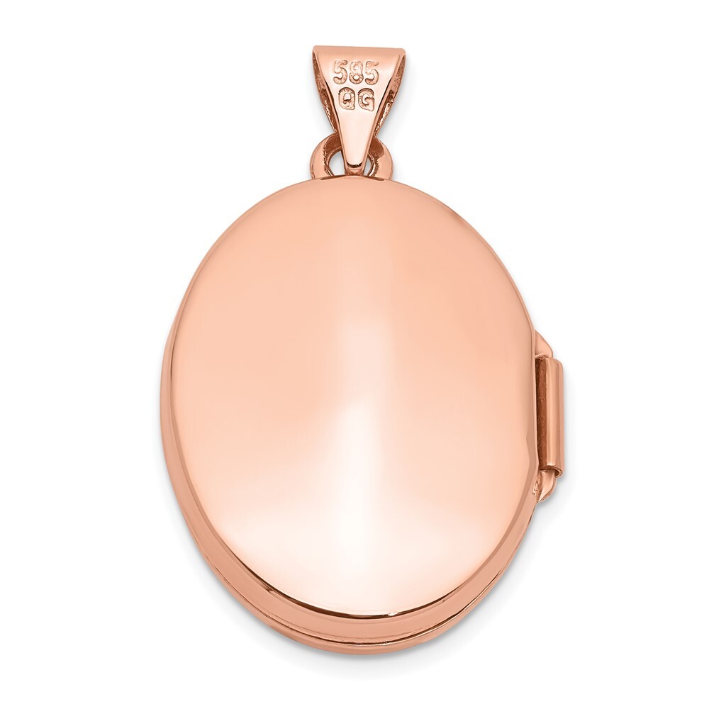 Real 14kt Rose Gold Heart Design Border 21mm Oval Locket | eBay