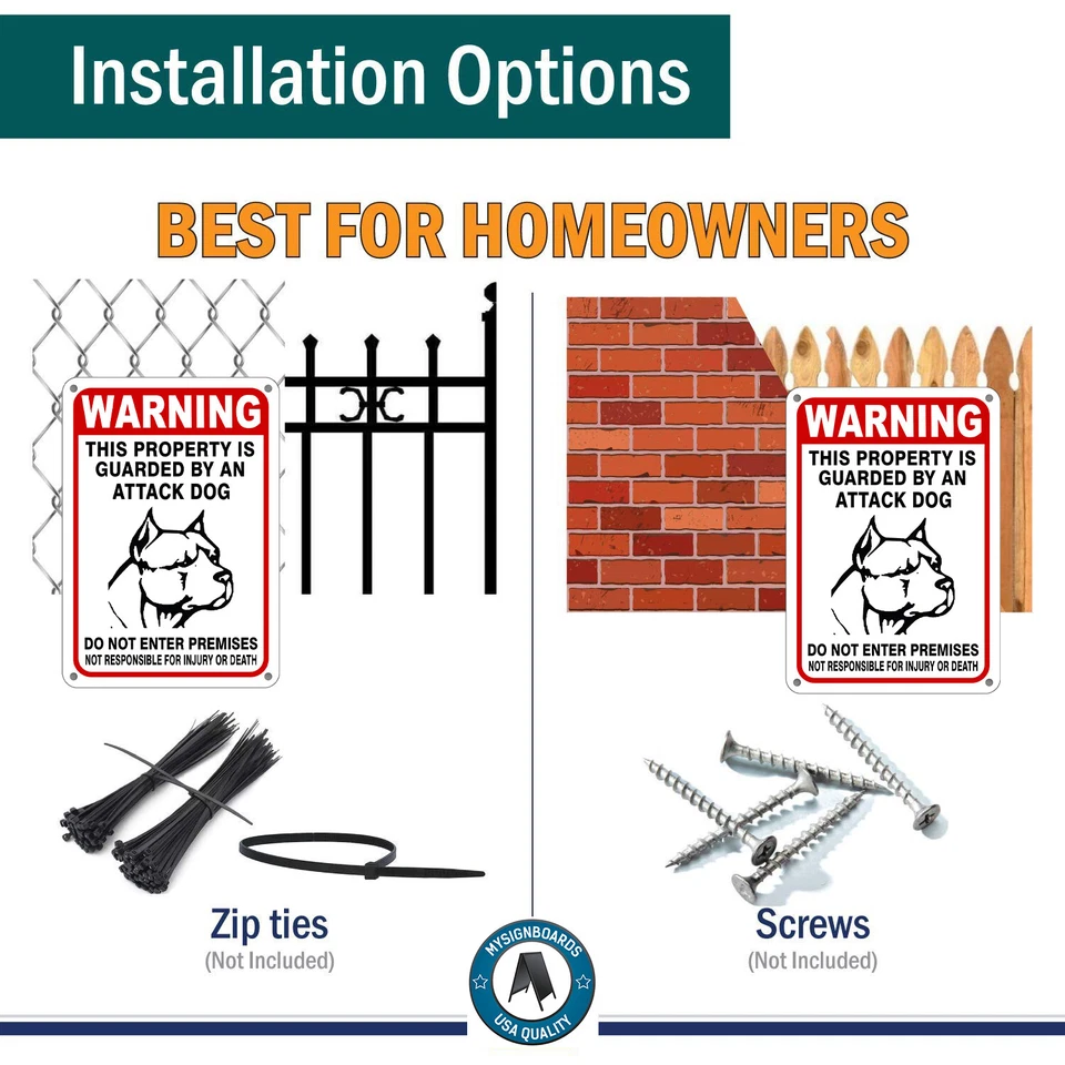 Guard Dog on Duty Signs Beware of Dog Sign Dogs Will Bite Attack Dog 10"x 14" - Image 4 of 4