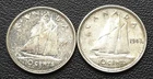 1947 & 1947 Maple Leaf Canada Silver 10-Cent Dimes - 80% Silver