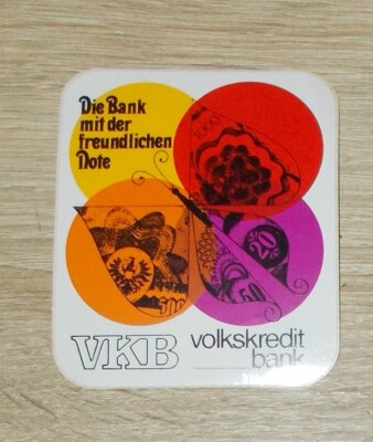 Alter Aufkleber | Sticker VKB Volkskreditbank Die Bank mit der freundlichen Note