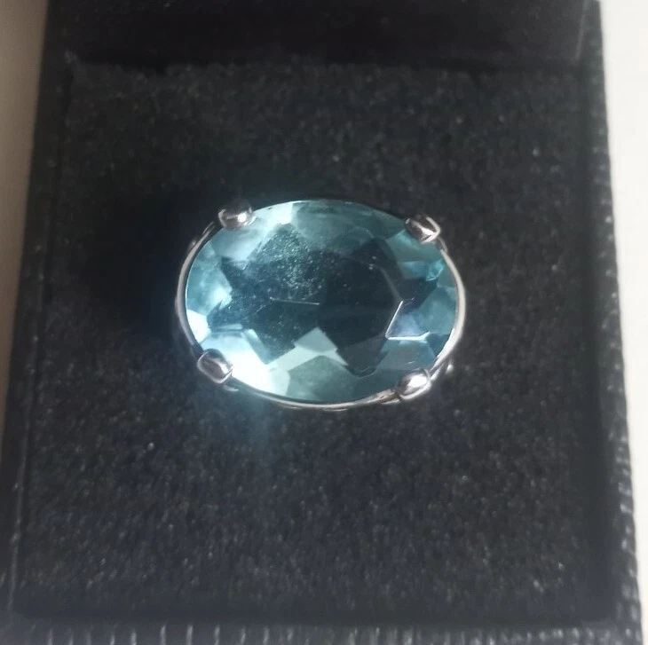 Anel Silpada 925 prata esterlina vidro multifacetado azul enseada tamanho 7 sem caixa  - Imagem 2 de 4