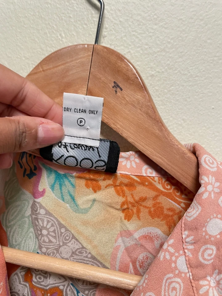 Top vintage Koos of Course para mujer talla XS rosa mezclado seda artístico loco años 90 Foto 3 de 4