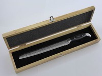 Brotmesser 9' - Damaszener Stahl In Hammerschlag Design Mit Micarta Griff
