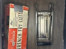 VINTAGE EKCO STAINLESS STEEL BLACK HANDLE MIRACLE FRENCH FRY CUTTER USA 