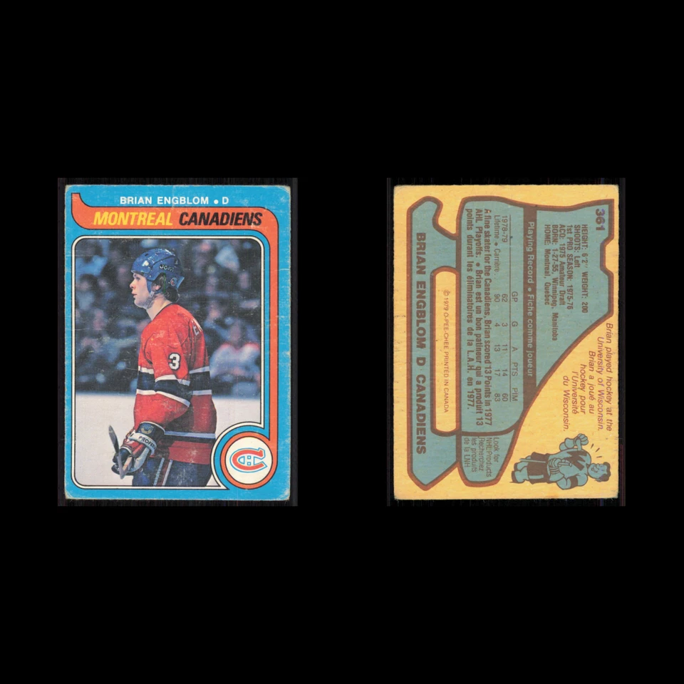 Brian Engblom Rookie #361 1979 O-Pee-Chee Montreal Canadiens Hockey Card NHL VG - Image 3 of 3