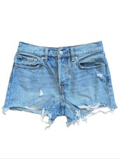 Free People We The Free Womens Distressed Light Blue Denim Jean Shorts Size 25