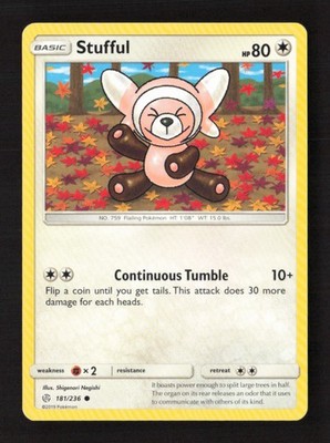 Stufful Common Normal SM - Cosmic Eclipse 181/236 NM Pokémon TCG
