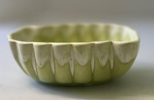 Vintage MCM UPCO Light Green Oval Drip Glaze Pottery Planter 7" SALE!