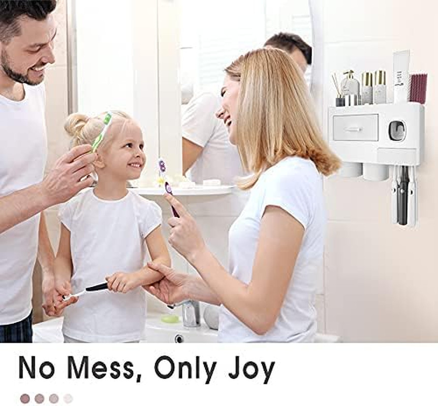 Toothbrush Holders for Bathrooms, 2 Cups Toothbrush Holder Wall Mounted with Too