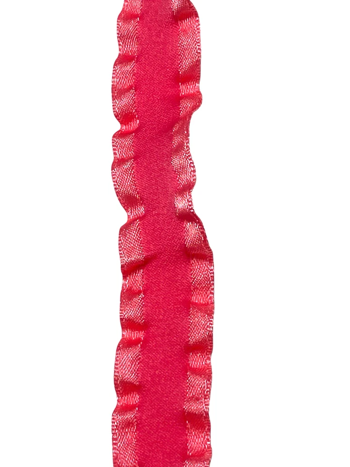 Double Ruffle Ribbon 7/8" Shocking Pink 5 Yards - Image 1 of 1