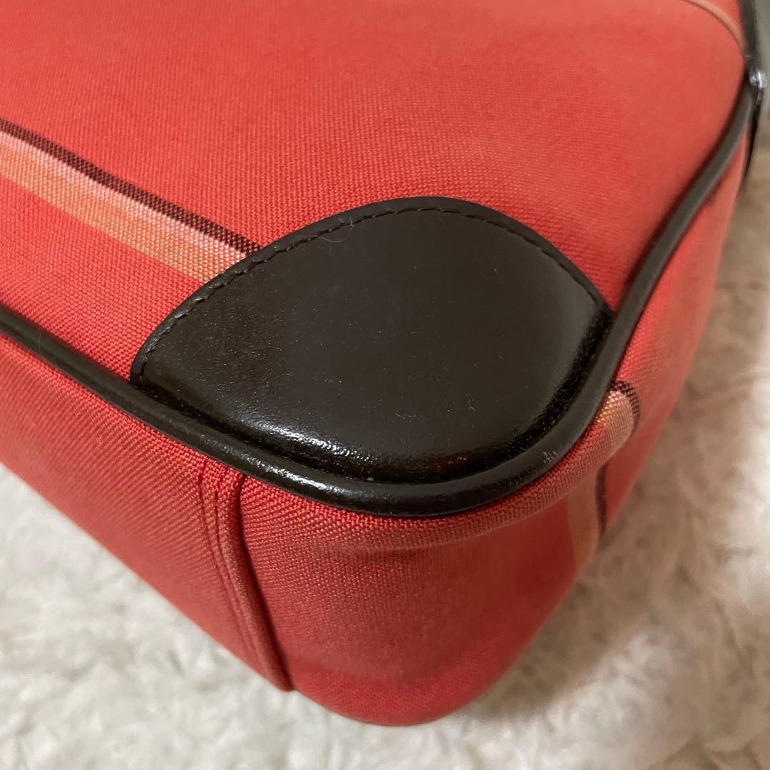 Burberry Blue Label One Shoulder Hobo Bag Red Leather Horse Logo Silver New thumbnail 17