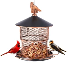 Bird Feeders for Outdoors Hanging 4lb Large Seed Capacity Metal Birdfeeders Wild