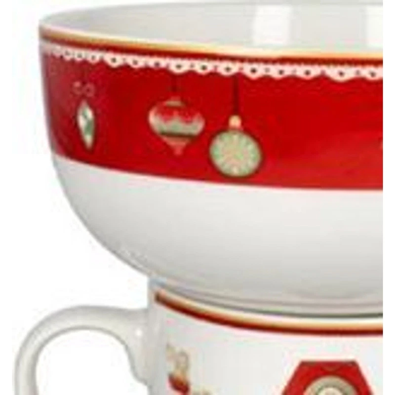 Mug con Ciotola Natale BRANDANI Villaggio in Festa Bianco Porcellana Colazione, fotografia 4 di 9