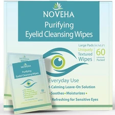 NOVEHA Eyelid & Lash Wipes | For Itchy, Dry Eyes, Styes & Blepharitis 1 Pack 