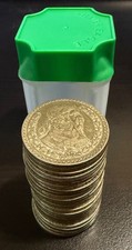 Tube of 25 Mexico's Last Silver Coin - The 1957-1967 Un Peso 10% Silver