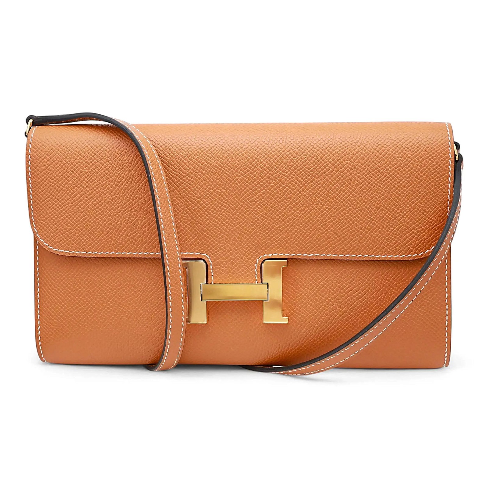 Hermès Toffee Epsom Constance-To-Go Gold Hardware Wallet Crossbody Bag