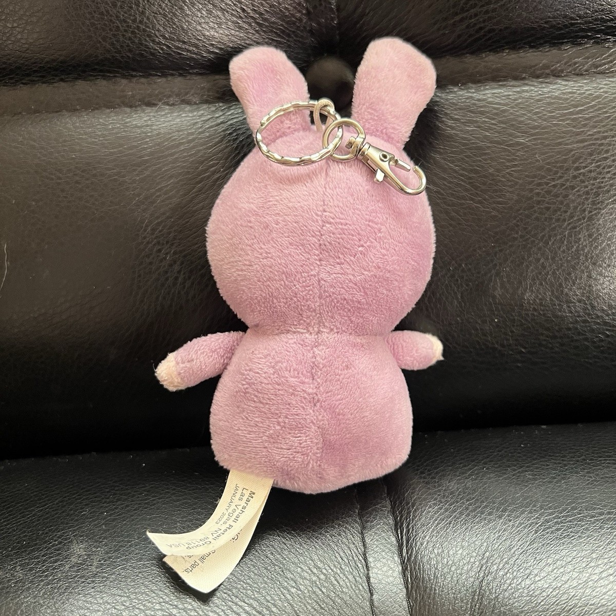 Cute Pink Bunny Plush Bag Charm Keychain by Marshall Retail Group Soft Embroider View 4