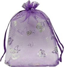 Ankirol 100pcs Sheer Organza Favor Bags Purple 1 Count (Pack of 100), gold 