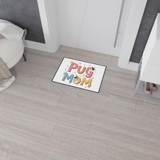 Floor Mat, Pug Mom, Pet Lover Gift, Non-Slip Rug, Cute Animal Decor, Dog