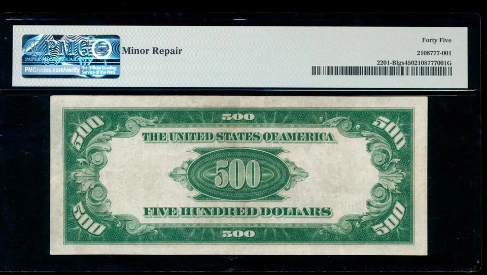 AC 1934 $500 FIVE HUNDRED DOLLAR BILL New York LGS PMG 45 comment - Image 2 of 2