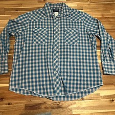 Vtg Wrangler Big Man Blue Orange Plaid Western Shirt Pearl Snaps Sz: 1X