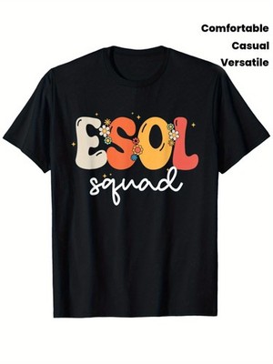 Vintage ESol Men Unisex Cute ESol Teacher Retro Groovy School T-Shirt,Summer c
