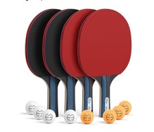 Ping Pong Paddles Set Table Tennis Rackets with Balls, Storage Case for Indoor