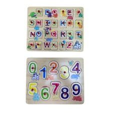 Letters and Numbers Wooden Puzzles Toddler Preschool Nursery School Educational
