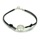 Sterling Silver Bracelet Solid 925 Tree Of Life With Leather Handmade Empress
