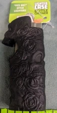 Smokezilla Lighter Case Matte Black Rose Skull with Bottle Opener Fits BIC