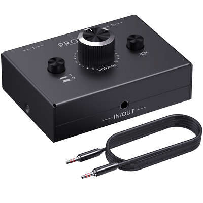 1 In 2 Out / 2 In 1 Out 3.5mm RCA Stereo Audio Switch Splitter Volume Adjustment