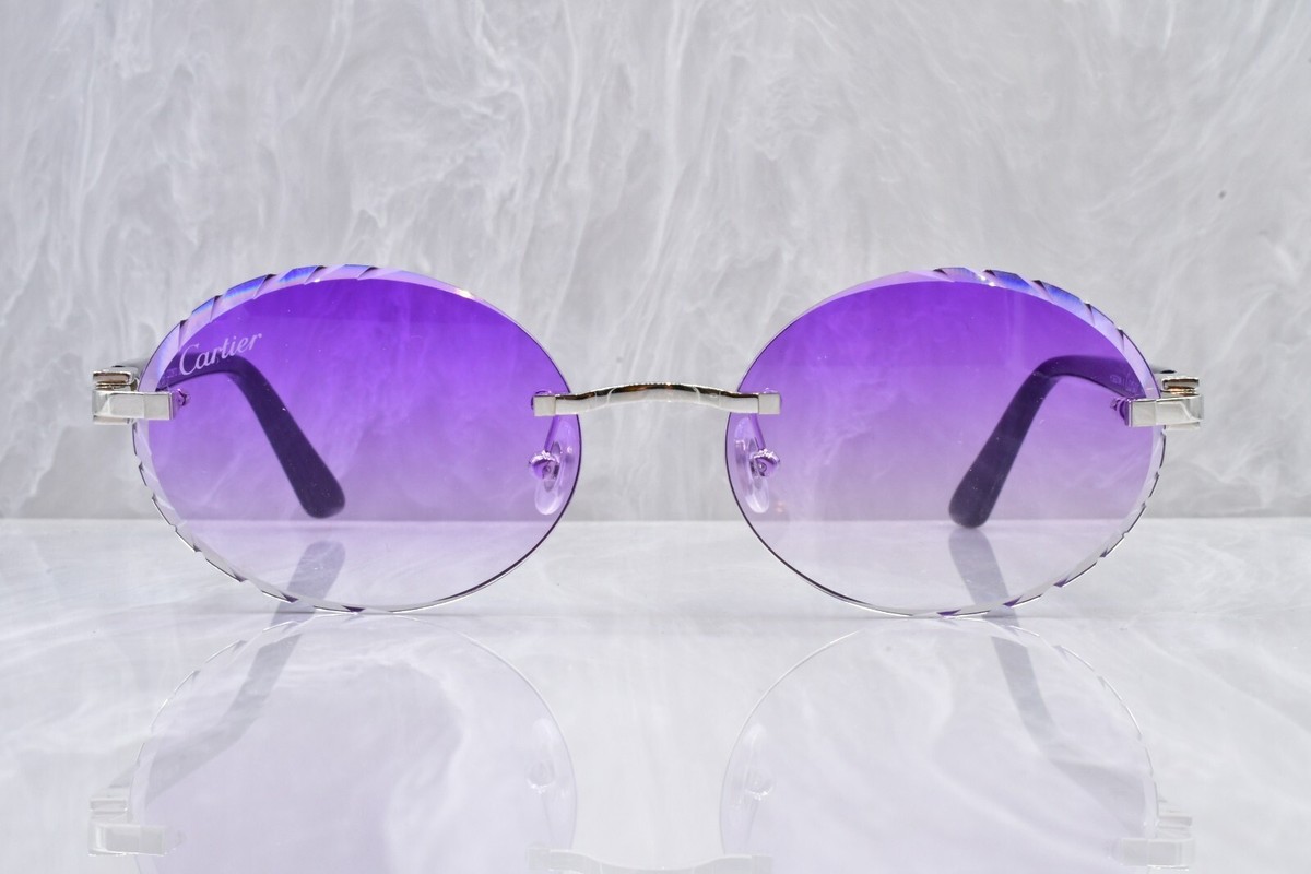 Cartier rimless composite C decor Platinum Navy sunglasses CT03180 