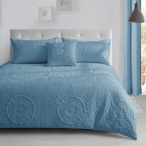 Geometric 3D Quilted Duvet Set Floral Pinsonic Polyester Bedding Cover - Picture 16 of 27