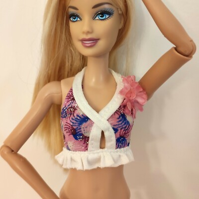 Beach Barbie Doll Clothing Floral Halter Top Mattel Swim Summer Wear  MyScene Top