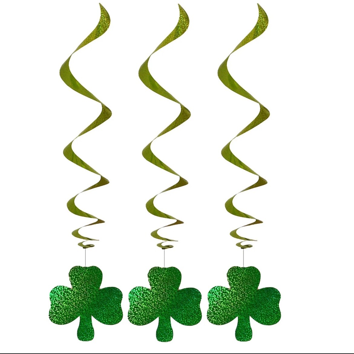 St Patrick's Day - 3 Piece Hanging Spiral Shamrock Decorations