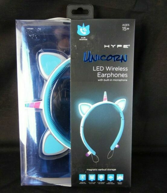 Hype Wireless Led Unicorn Earphones W Mic Blue For Sale Online Ebay