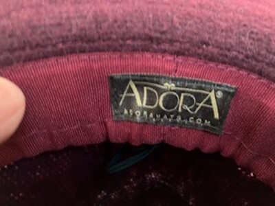 ADORA Burgundy Wool Hat With Black Suede Braided Band. One  display picture 3