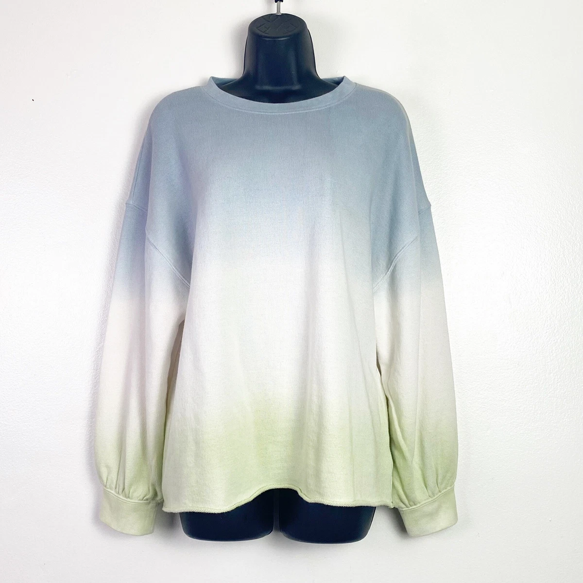 Rails Women s Reeves Blue Mint Dip Dye Sweatshirt Ombre Sweater Pullover Size S